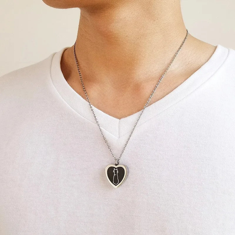 Cute Cat Openable Heart Pendant