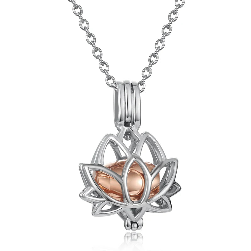 Cremation Jewelry for Ashes - Lotus Flower Ashes Pendant Necklace with Mini Keepsake Urn Memorial Ash Jewelry