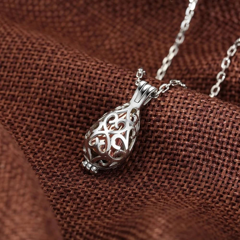 Hollow Teardrop Ashes Pendant Necklace with Mini Keepsake Urn Memorial Ash Jewelry