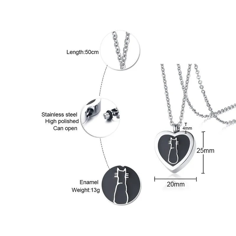 Cute Cat Openable Heart Pendant