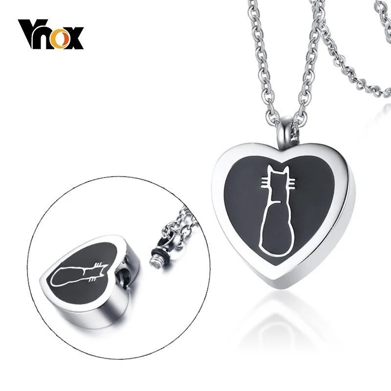 Cute Cat Openable Heart Pendant