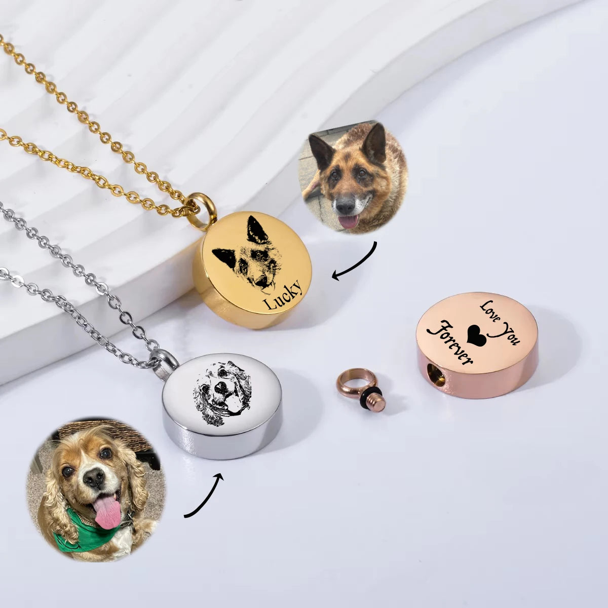 Custom Stainless Steel Round Urn Necklace