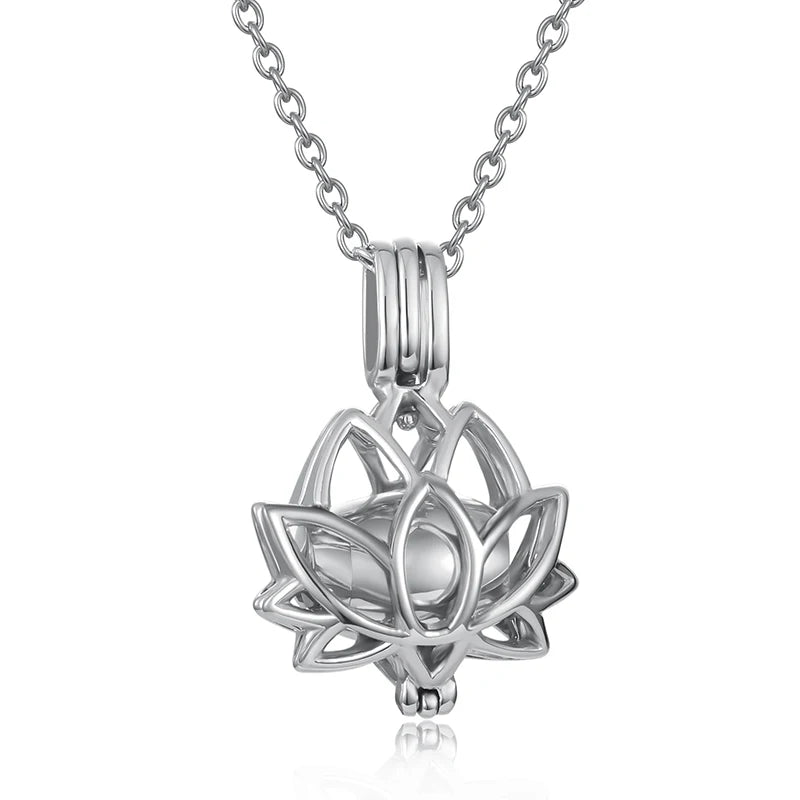 Cremation Jewelry for Ashes - Lotus Flower Ashes Pendant Necklace with Mini Keepsake Urn Memorial Ash Jewelry