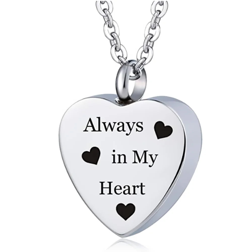 Custom Stainless Steel Cremation Ash Jewelry Heart Urn Necklace