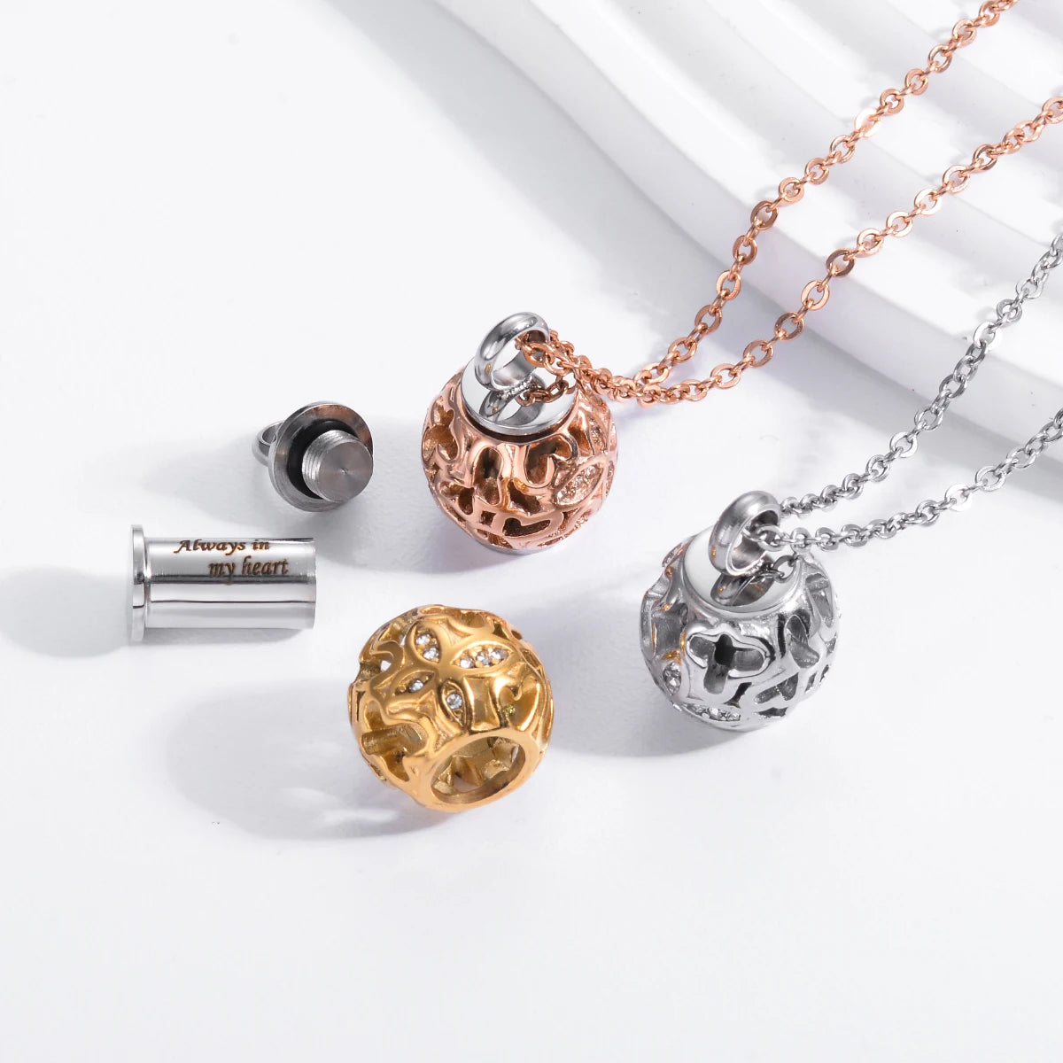 Hollow Butterfly Crystal Urn Cremation Necklace