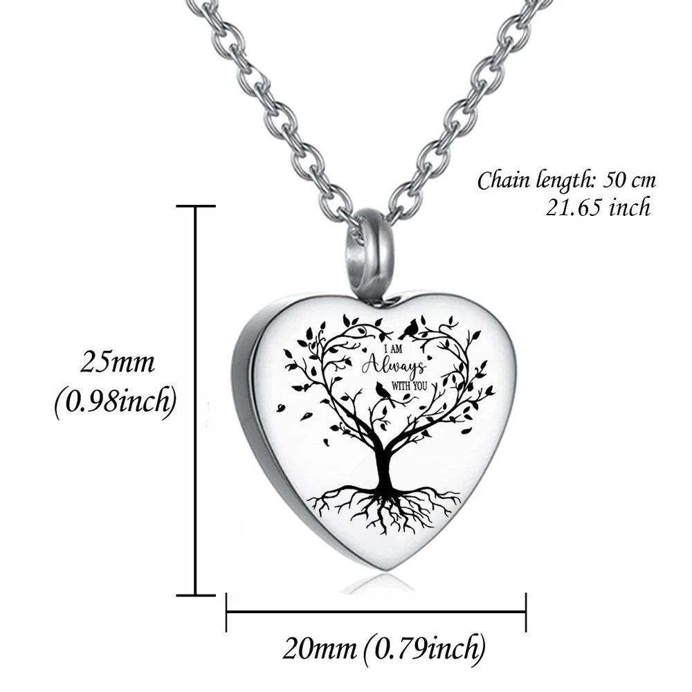 3 Styles Stainless Steel Urn Necklace for Ashes Memorial Locket Keepsake Jewelry for Women And Men Heart Design