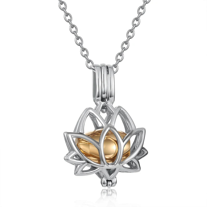 Cremation Jewelry for Ashes - Lotus Flower Ashes Pendant Necklace with Mini Keepsake Urn Memorial Ash Jewelry